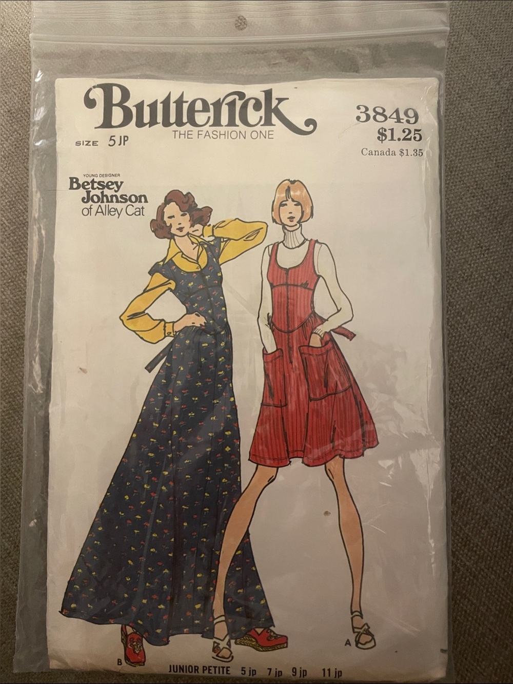 Betsey Johnson Vintage 1970’s Butterick Sewing Pattern -Sealed Original Package